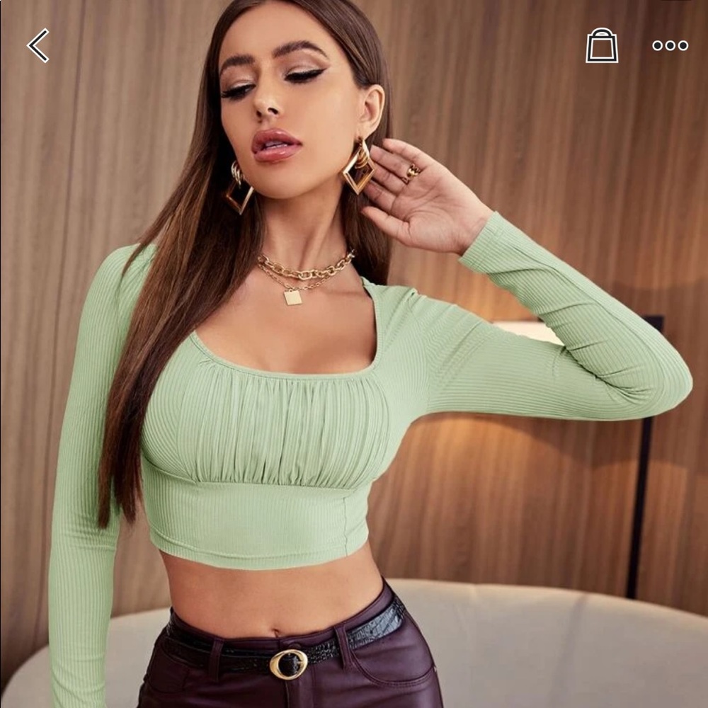 mint green blouse